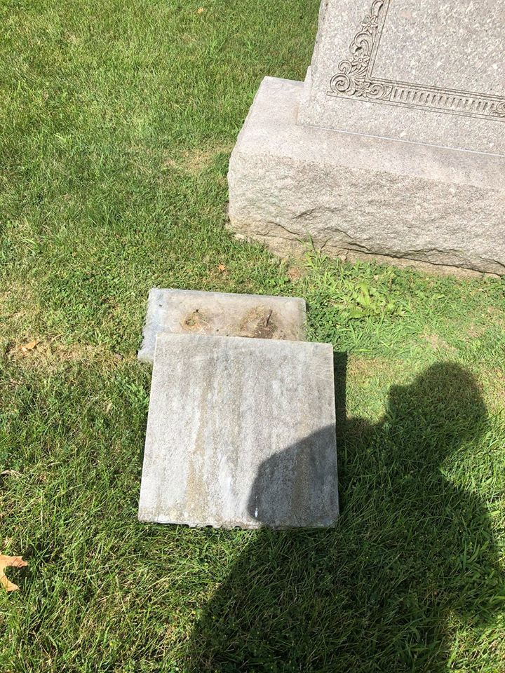Headstones toppled, smashed and damaged last night at Mound Cemetery